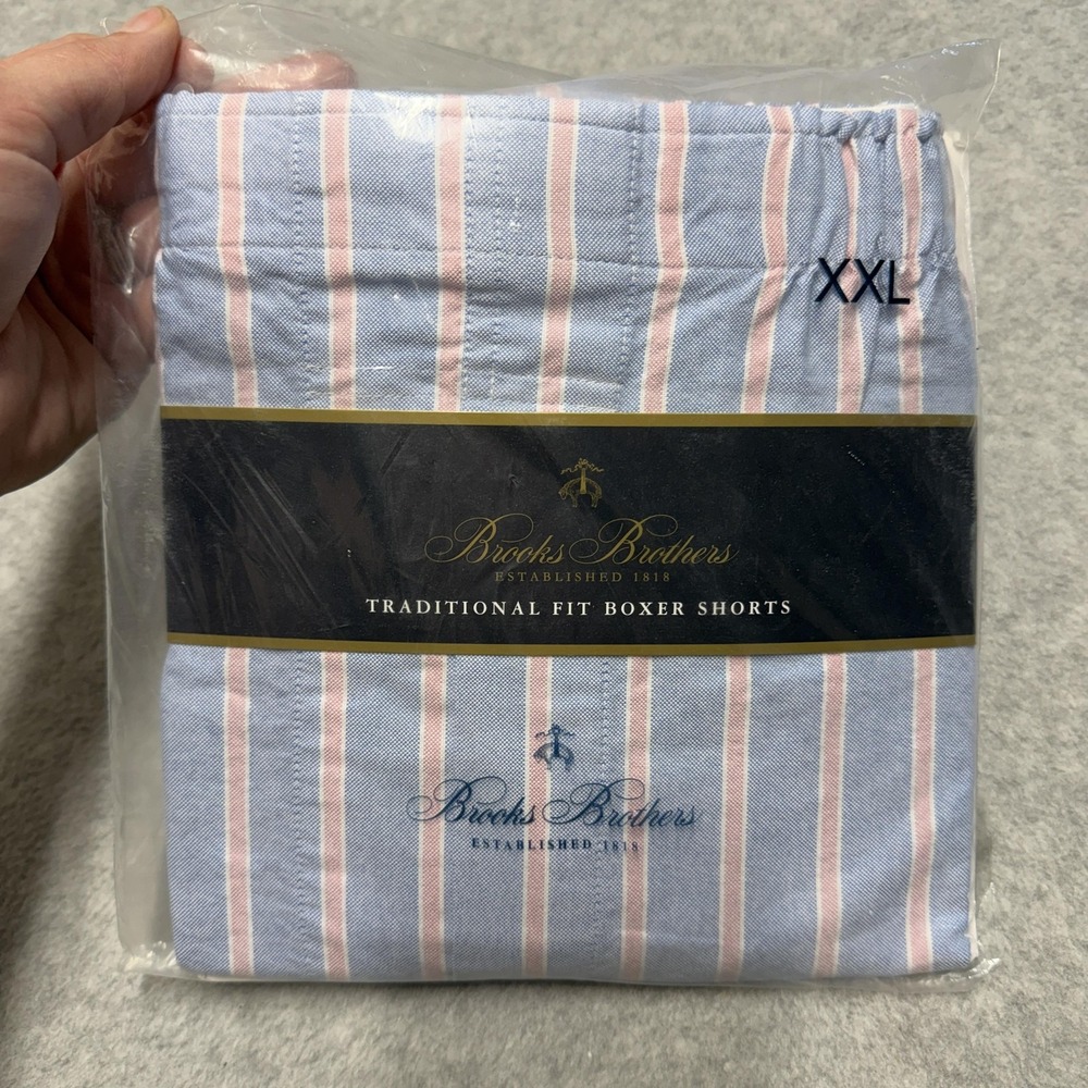 Brooks Brothers Boxer Shorts Mens 2XL Blue Striped Cotton Traditional Underwear